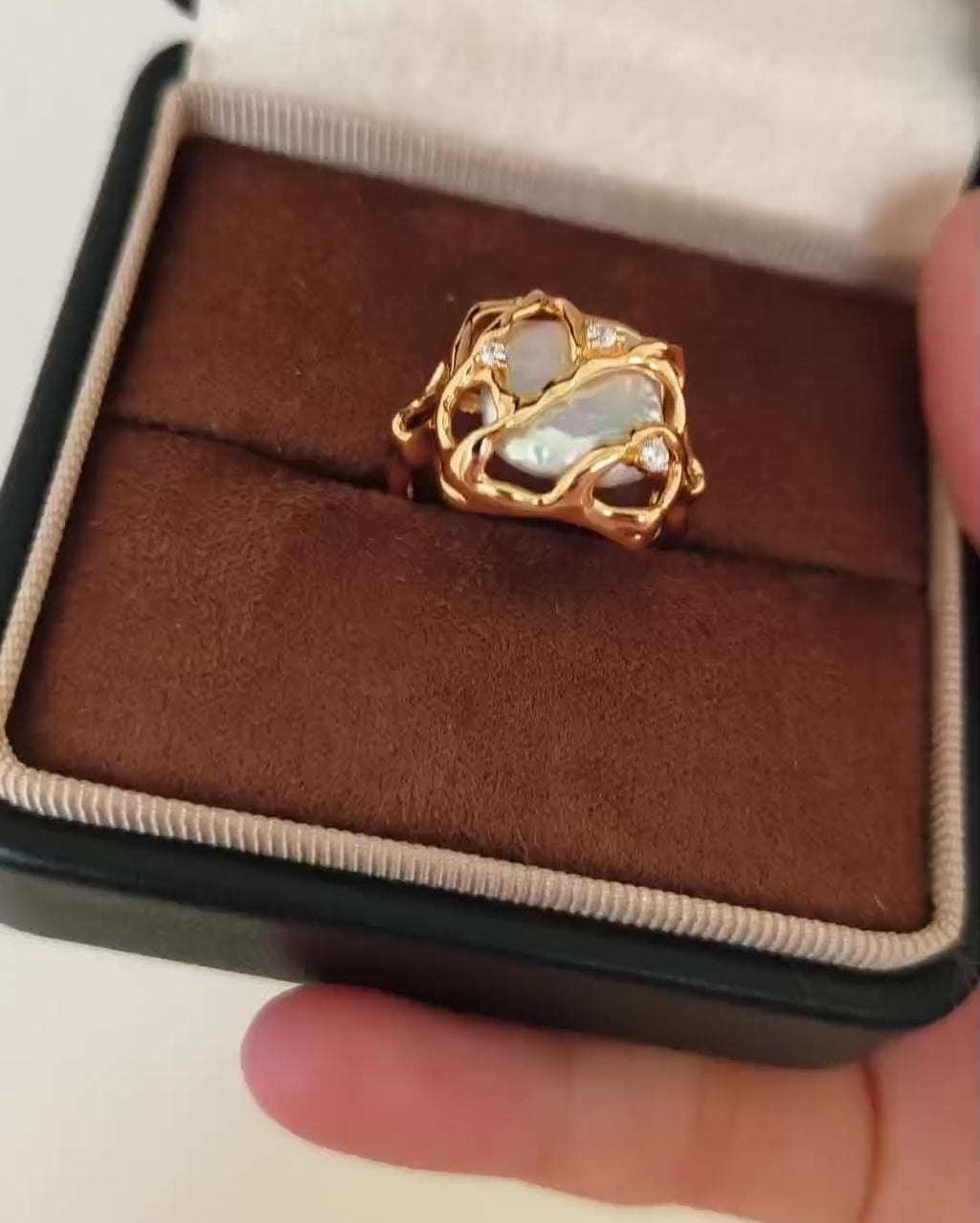 Freshwater Pearl Ring | 925 Sterling Silver with 18K Gold Plating