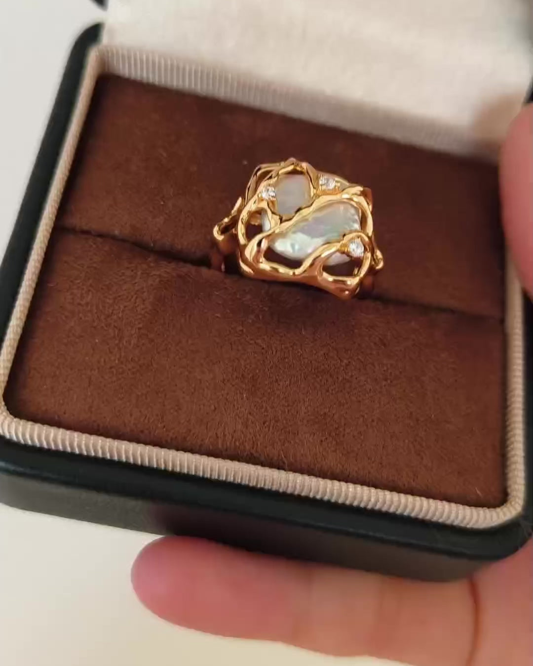 Freshwater Pearl Ring | 925 Sterling Silver with 18K Gold Plating