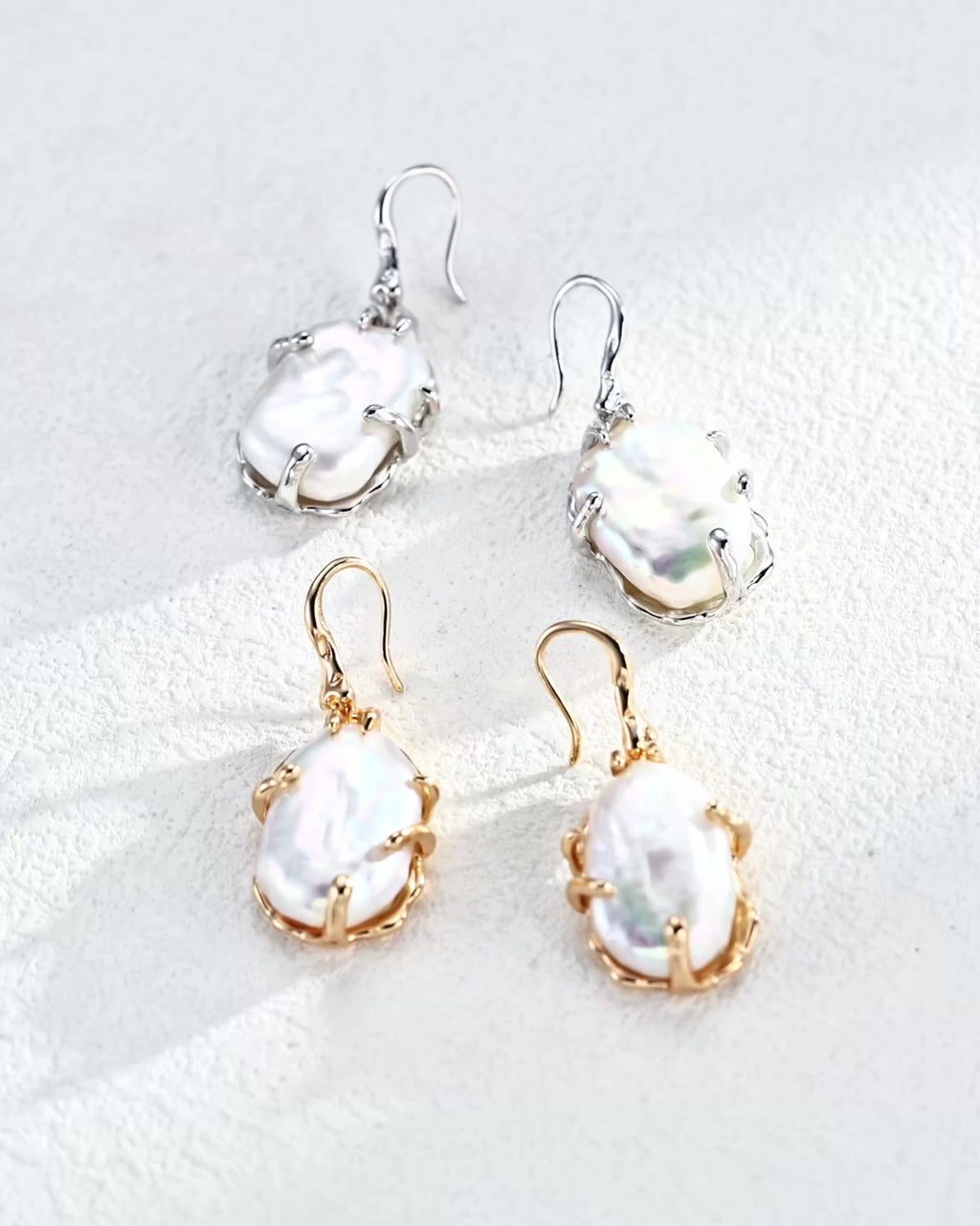 Baroque Pearl & Lava Flow Earrings | 925 Sterling Silver