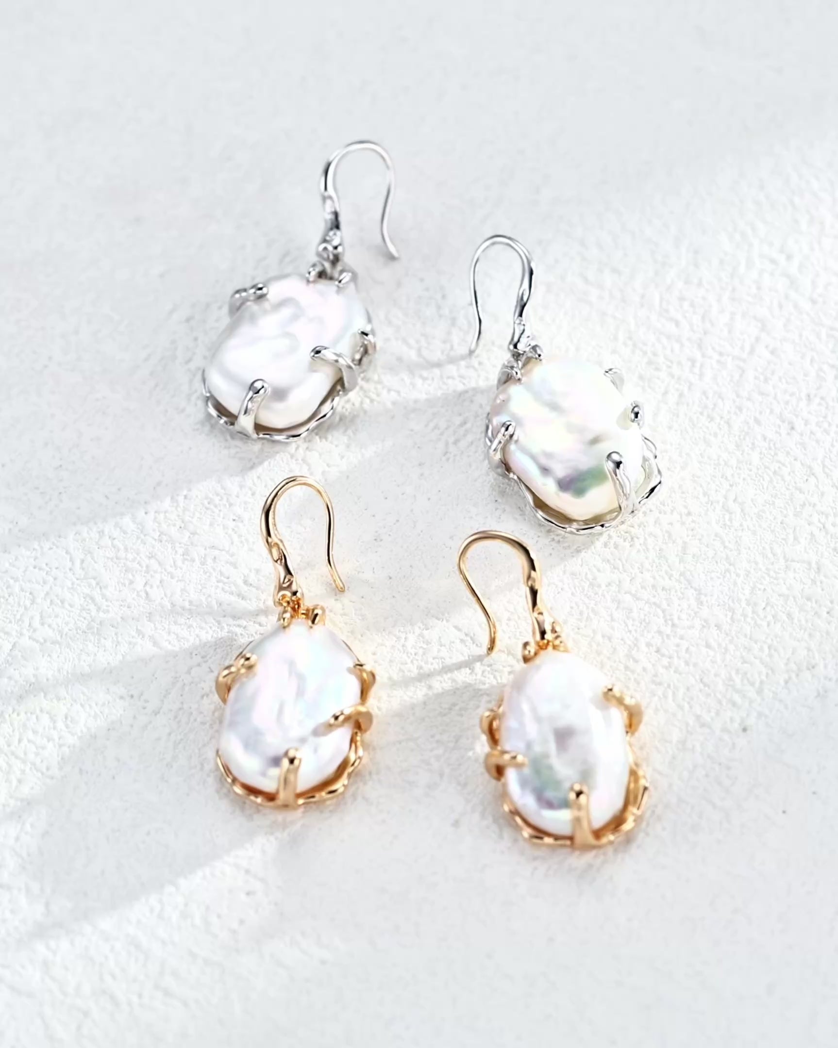 Baroque Pearl & Lava Flow Earrings | 925 Sterling Silver